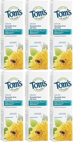 معجون أسنان تومز أوف ماين الطبيعي الخالي من الفلورايد من الناحية النباتية، بالنعناع الفلفلي، 4.7 أونصة، 6 قطع (عبوة من قطعة واحدة) in Kuwait