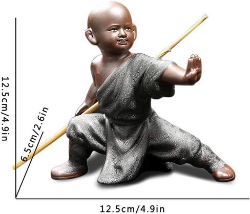 DIYOMR Chinese Kung Fu Shaolin Monk Figurines Crafts Ornaments Statues, Ceramic Kung Fu Martial Arts Sculpture for Home Decor Display Desktop (Silver Gray C) in Saudi Arabia
