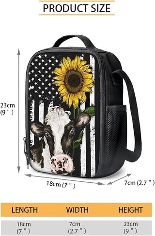 FKELYI American Flag Sunflower Shoulder Bags School Backpack Students Cow Print College Bookbag with Lunch Box Pencil Case in Saudi Arabia