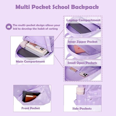 Kimwadalh School Backpack for Girls, Backpack with Lunch Box Pencil Case for Preschool Elementary High School Girls Boys in Kuwait
