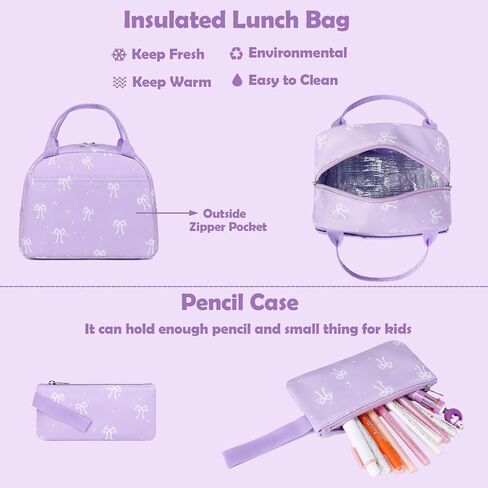 Kimwadalh School Backpack for Girls, Backpack with Lunch Box Pencil Case for Preschool Elementary High School Girls Boys in Kuwait