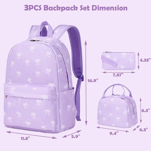 Kimwadalh School Backpack for Girls, Backpack with Lunch Box Pencil Case for Preschool Elementary High School Girls Boys in Kuwait