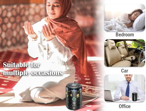 مبخرة كهربائية من Anlising، مبخرة بخور إلكترونية عربية قابلة لإعادة الشحن عبر USB، بخور كهربائي محمول، مبخرة كهربائية للسيارة مع 16 لونًا من مصابيح LED، تستخدم للسيارة والمنزل in Kuwait