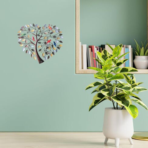 Zerodeko Heart Shaped Tree of Life Metal Wall Art, Heart Tree Wall Hanging Artwork 30cm Love Tree Iron Art Ornaments for Modern Home Bedroom Decoration in Saudi Arabia