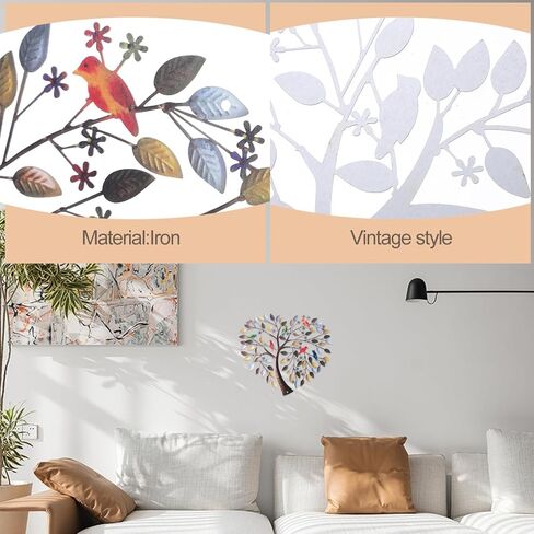 Zerodeko Heart Shaped Tree of Life Metal Wall Art, Heart Tree Wall Hanging Artwork 30cm Love Tree Iron Art Ornaments for Modern Home Bedroom Decoration in Saudi Arabia