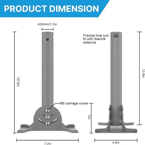 Long Wall Mount Kit for Starlink, Heavy Duty Eave Roof Pole Mount Kit for Starlink V2 Accessories in Saudi Arabia