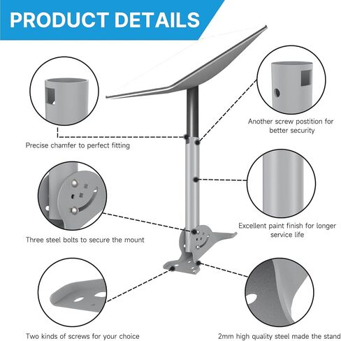 Long Wall Mount Kit for Starlink, Heavy Duty Eave Roof Pole Mount Kit for Starlink V2 Accessories in Saudi Arabia