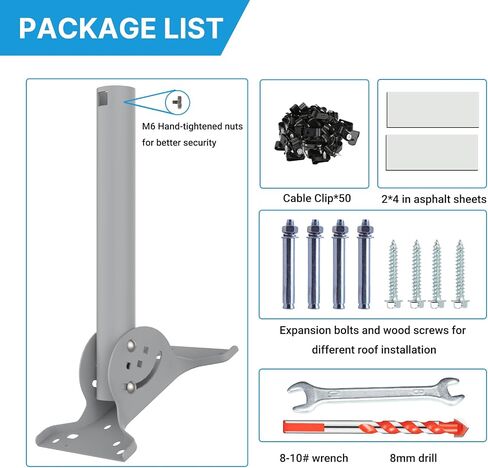 Long Wall Mount Kit for Starlink, Heavy Duty Eave Roof Pole Mount Kit for Starlink V2 Accessories in Saudi Arabia