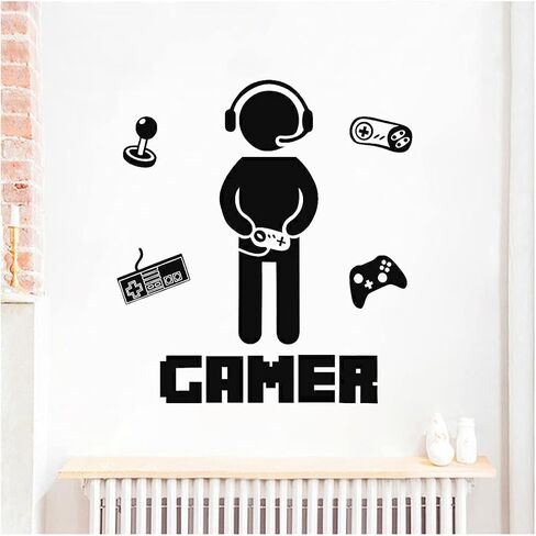 Gamer Controller Wall Decals DIY Vinyl Game Boy with Controller Joystick Wall Stickers for Boys Bedroom Living Room Playroom Decor in Saudi Arabia