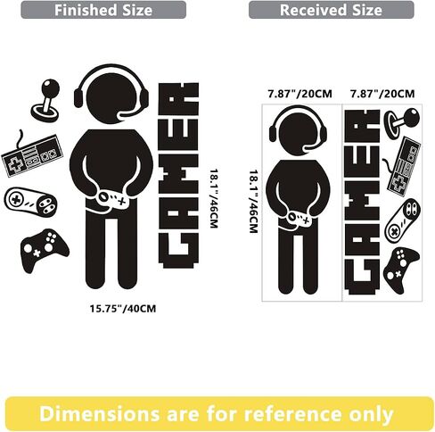 Gamer Controller Wall Decals DIY Vinyl Game Boy with Controller Joystick Wall Stickers for Boys Bedroom Living Room Playroom Decor in Saudi Arabia