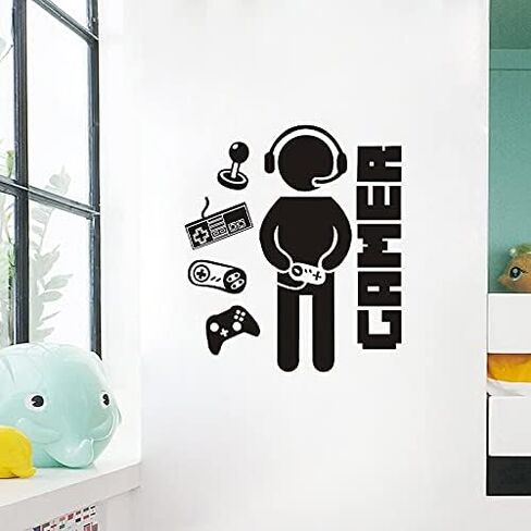 Gamer Controller Wall Decals DIY Vinyl Game Boy with Controller Joystick Wall Stickers for Boys Bedroom Living Room Playroom Decor in Saudi Arabia