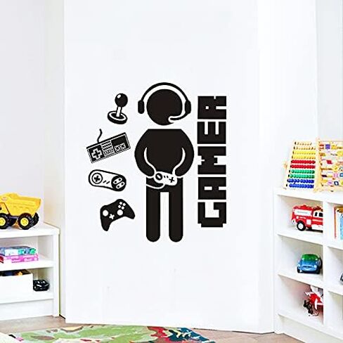 Gamer Controller Wall Decals DIY Vinyl Game Boy with Controller Joystick Wall Stickers for Boys Bedroom Living Room Playroom Decor in Saudi Arabia