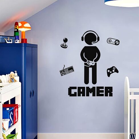 Gamer Controller Wall Decals DIY Vinyl Game Boy with Controller Joystick Wall Stickers for Boys Bedroom Living Room Playroom Decor in Saudi Arabia