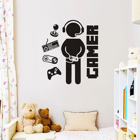 Gamer Controller Wall Decals DIY Vinyl Game Boy with Controller Joystick Wall Stickers for Boys Bedroom Living Room Playroom Decor in Saudi Arabia