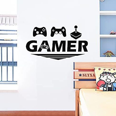 Gamer Controller Wall Decals DIY Vinyl Game Boy with Controller Joystick Wall Stickers for Boys Bedroom Living Room Playroom Decor in Saudi Arabia