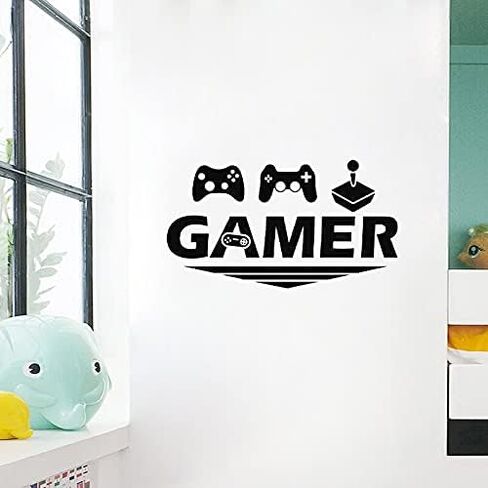 Gamer Controller Wall Decals DIY Vinyl Game Boy with Controller Joystick Wall Stickers for Boys Bedroom Living Room Playroom Decor in Saudi Arabia
