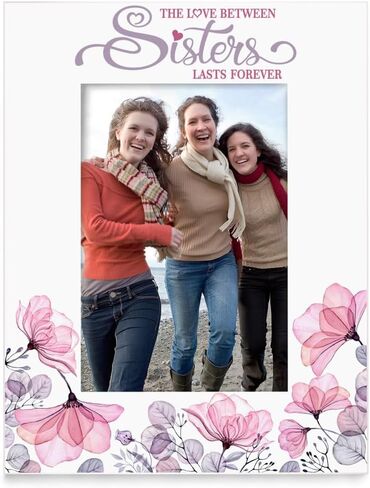 KATE POSH The Love Between Sisters is Forever Picture Frame, Best Sister Ever, Maid of Honor, Bridesmaid, Sister in Law, New Sister, Big Sister (5x7-Horizontal PINK) in Saudi Arabia