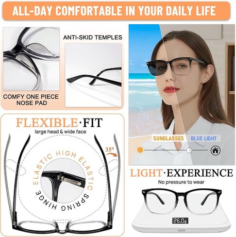MARE AZZURO Photochromic Bifocal Reading Glasses Women Blue Light Outdoor Readers 1.0 1.25 1.5 1.75 2.0 2.25 2.5 2.75 3.0 3.5 in Saudi Arabia