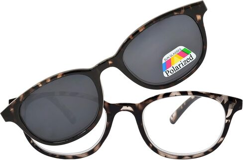 ALANNAH Women's Reading Glasses with Magnetic Clip On Polarized Lens Demi Amber (+3.50) in Saudi Arabia