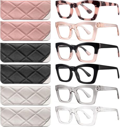 CCVOO 6 Pack Oprah Style Reading Glasses for Women Blue Light Blocking Computer Square Readers with Spring Hinge Men (A1 Mix, 6.0) in Saudi Arabia