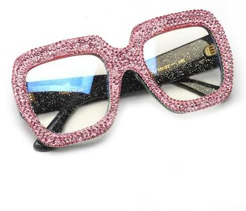 bullabulling Rhinestone Ladies Reading Glasses Stylish Frame - Oversized Square Bling Design Reader Eyeglasses for Women L05 in Saudi Arabia