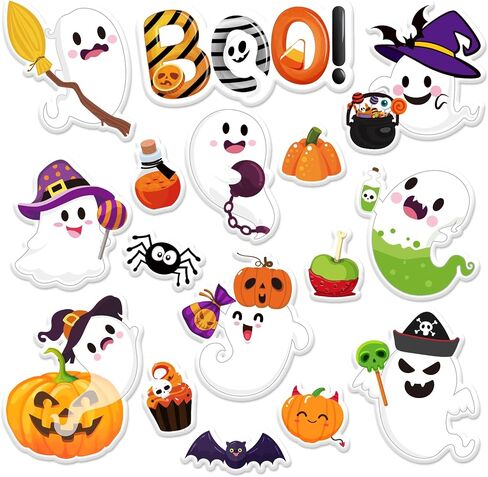 Whaline 2 Sheets Halloween Thick Gel Clings Cute Ghost Pumpkin Boo Window Gel Decals for Holiday Home Classroom Nursery Glass Decor in Kuwait