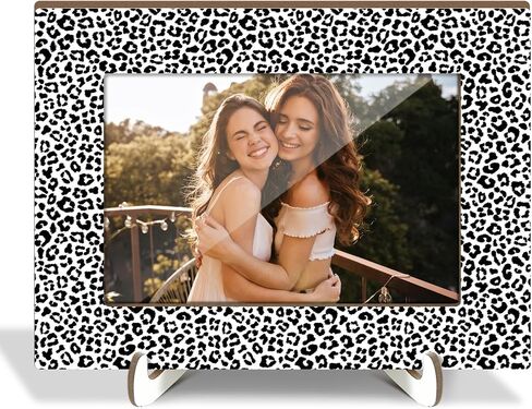 Leopard Print Picture Frames, Decorative Wood Photo Frames Birthday Gifts for Sister Women Girls Mom Daughter Tabletop Display 4x6 Photo Living Room Home Office Desk Decor Party Favor Decorations -024 in Kuwait