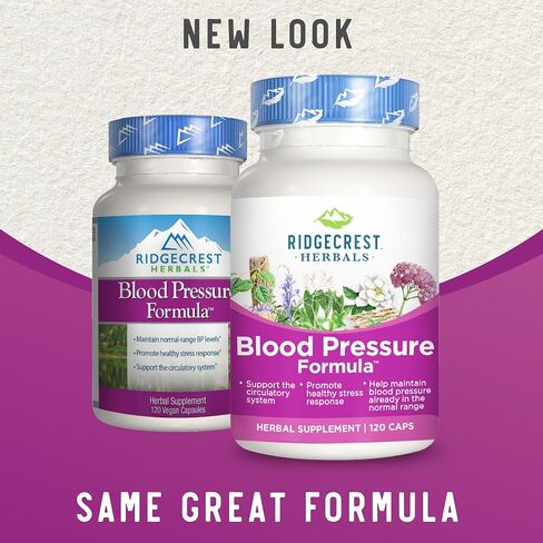 RidgeCrest Herbals Blood Pressure Herbal Formula, 12 Herbs, Poria Mushroom, Gastrodia, Gardenia, for Heart, Vascular, Circulation Health (120 Count) in Saudi Arabia
