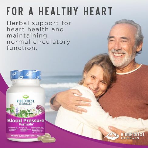 RidgeCrest Herbals Blood Pressure Herbal Formula, 12 Herbs, Poria Mushroom, Gastrodia, Gardenia, for Heart, Vascular, Circulation Health (120 Count) in Saudi Arabia
