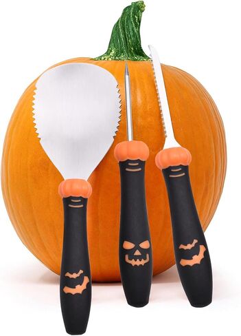 3-Piece Pumpkin Carving Kit Tools Halloween, Professional Heavy Duty Carving Set, Stainless Steel Tools Carving Kit for Halloween Decoration Jack-O-Lanterns, Gift for Halloween in Saudi Arabia