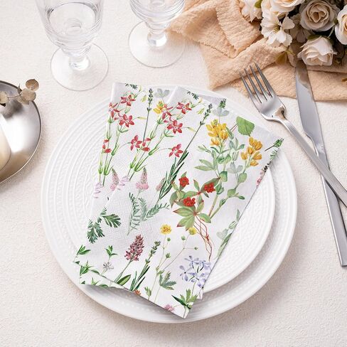 RUSPEPA 50 Pack Wild Flower Guest Napkins - 3 Ply Disposable Seasonal Paper Napkin Dinner Hand Napkins Decorative for Home Kitchen, Bathroom，Party - 13 x 15 Inches in Saudi Arabia