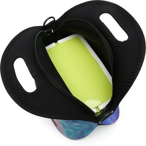 Insulated Neoprene Lunch Bag Removable Shoulder Strap Reusable Thermal Thick Lunch Tote Bags For Women,Teens,Girls,Kids,Baby,Adults-Lunch Boxes For Outdoors,Work,Office,School (Cat Take Pizza) in Saudi Arabia