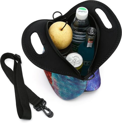 Insulated Neoprene Lunch Bag Removable Shoulder Strap Reusable Thermal Thick Lunch Tote Bags For Women,Teens,Girls,Kids,Baby,Adults-Lunch Boxes For Outdoors,Work,Office,School (Cat Take Pizza) in Saudi Arabia
