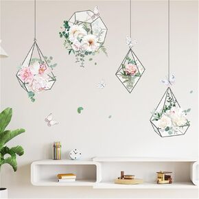 Hanging Basket Potted Green Plant Flower Wall Sticker Nordic Creative Removable Watercolor Hanging Potted Wall Stickers Plant Flowers Wall Decals Peel and Stick Wall Wallpaper