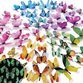 60PCS 3D Butterfly Wall Decals 5 Color Glow in The Dark Butterflies Wall Stickers DIY Removable Luminous Self-Adhesive Butterfly Wall Crafts Decor for Kids Girls Bedroom Ceiling Wedding H-024