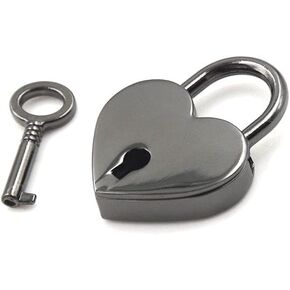 Silver Love Lock Heart Padlock, Personalized Heart Shaped Love Padlock Engraved Free Lock Heart Lock for Lovers Wedding, Valentines, Anniversary, Mini Padlock with Key for Jewelry Box