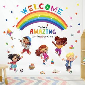 DECOWALL SG2-2403 Kids Play Corner and Quotes Wall Stickers Decals Reading Room ABC Décor Classroom Playroom Library Nursery Peel and Stick Removable Baby Boys Girls Decorations School Inspirational