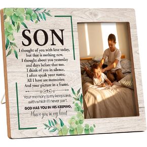 Memorial Pictures Frame, Best Son Photo Frame, Sympathy Gifts For Loss Of Son, Funeral Remembrance Gifts, Farmhouse Home Living Room Bedroom Decoration -54