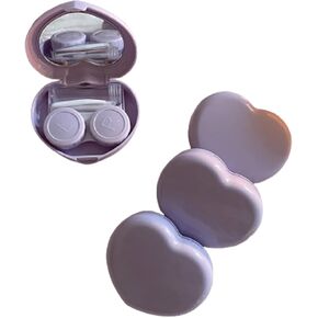 4 Packs Heart Shape Contact Lens Cases, Travel Eye Contacts Case Box Holder, Portable Contact Lenses Tweezers Remover Tool Solution Bottle Kit for Daily Outdoor Traveling (Light Pink)