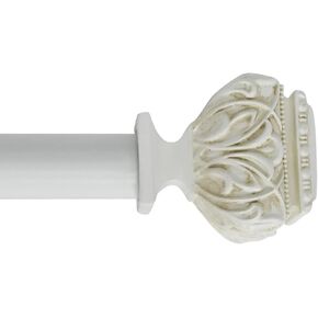 Jeco 7CR-W04 Peony Adjustable Single Curtain 18" to 36"-White, Rod Diameter:1 in, 18-36 in W Size