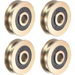 uxcell Sliding Door Roller U Groove 6mm Shaft Hole 28.5mm Diameter, Iron Zinc Plated, Pack of 4