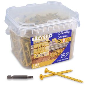 Eazy2hD Exterior Wood Screws # 10 x 2", T25 Star Torx Drive Deck Screws,466 PCS Flat Head Steel Self Tapping Outdoor Screws Fasteners, Rust Resistant