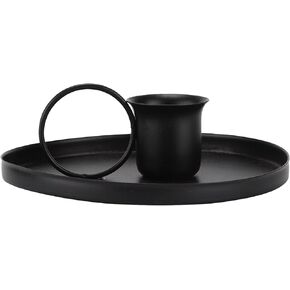 Retro Candle Holder Plate Decorative Iron Plate Candle Holder for Wedding Decoration Home Decor Bar Party(Black)