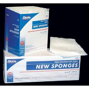 Dukal New Sponges, Non-Sterile, 3" x 3", Bag of 200