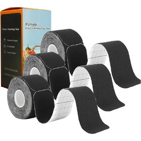 Kinesiology Tape Pro Athletic Sports Breathable Latex Free Tape for Ankle Knees Elastic Running Tennis Swimming Football Sports Activities Tapes(3 Rolls,60 Precut Strips Black)