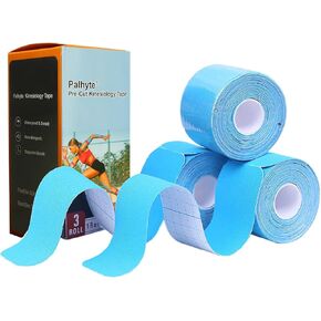 Kinesiology Tape Pro Athletic Sports Breathable Latex Free Tape for Ankle Knees Elastic Running Tennis Swimming Football Sports Activities Tapes(3 Rolls,60 Precut Strips Black)