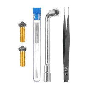 uxcell 3D Nozzles Kit, 2pcs 3D Printer Brass Nozzles 0.2mm, 5pcs Silver Nozzle Cleaning Needles, with a Socket Wrench and a Tweezer, for 1.75mm Ender3 Series