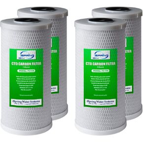 iSpring FC15BX4 4.5" x 10" Carbon Block Water Filter Replacement Cartridge, 5-Micron Universal Coconut Shell High Capacity CTO Filter for Under Sink and Whole House Water Filtration Systems, Pack of 4