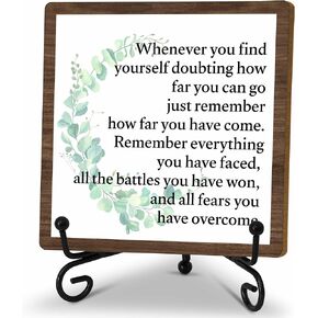 Inspirational Desk Decor Sign, Motivational Wooden Sign With Stand, Whenever You Find Yourself Sign For Home Office Shelf Table, Encouragement Cheer Up Gifts For Family Friend, A35