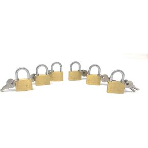 25mm Small Mini Brass Padlock with Brass Chromed Keys Pack of 6 All Keyed Different [625KD-6] Mini Tiny Locks Keyed Different for Jewelry Box or suitcases and Even Diaries
